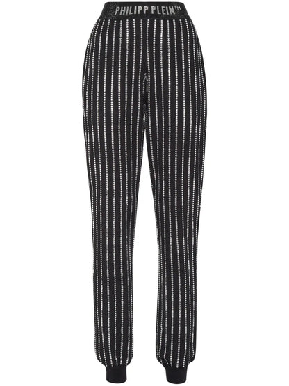 Logo-Print Strap Crystal-Embellished Track Pants