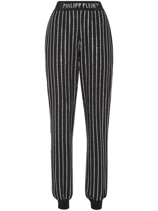 Logo-Print Strap Crystal-Embellished Track Pants