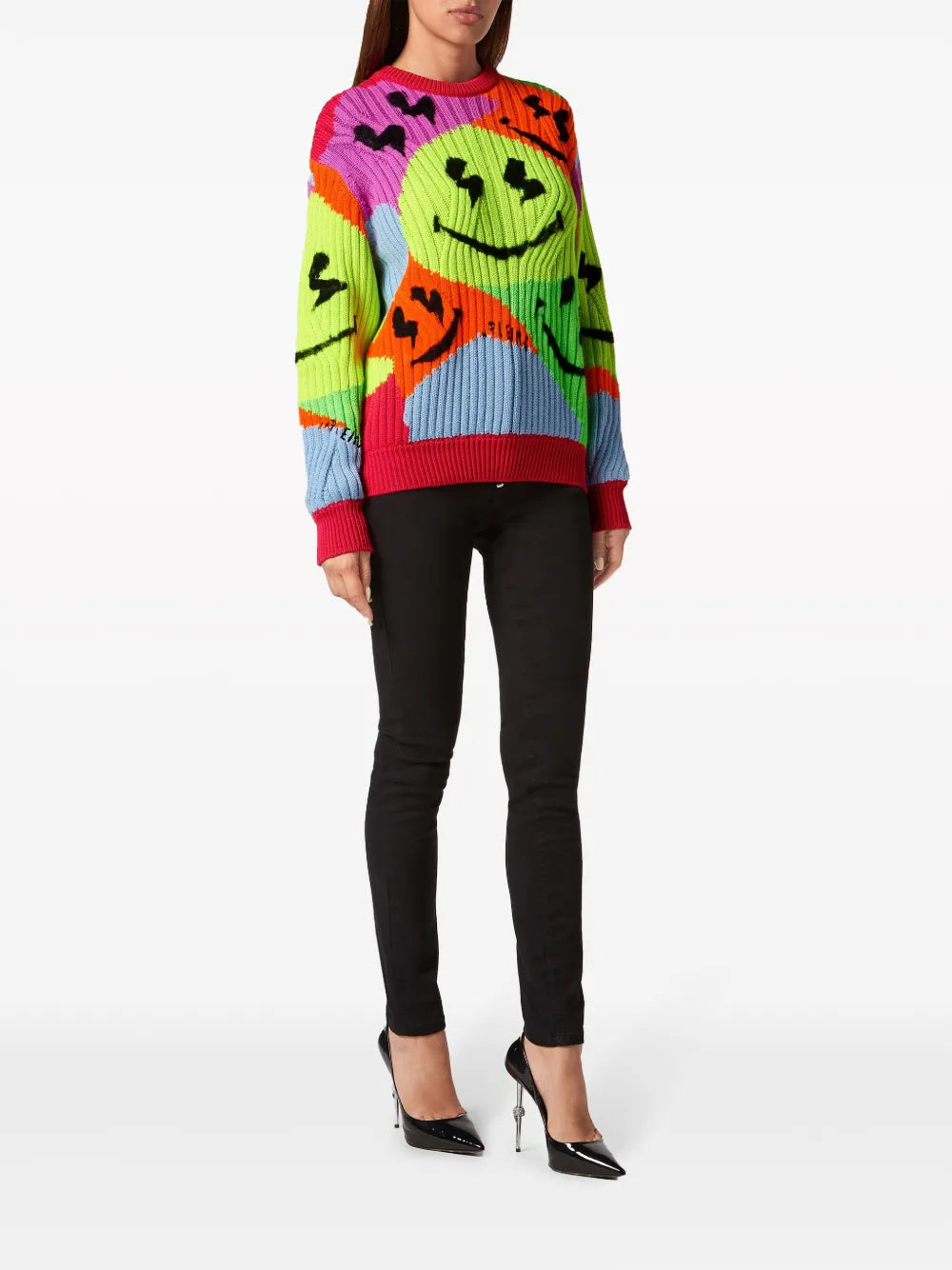 Smile-Intarsia Ribbed-Knit Jumper