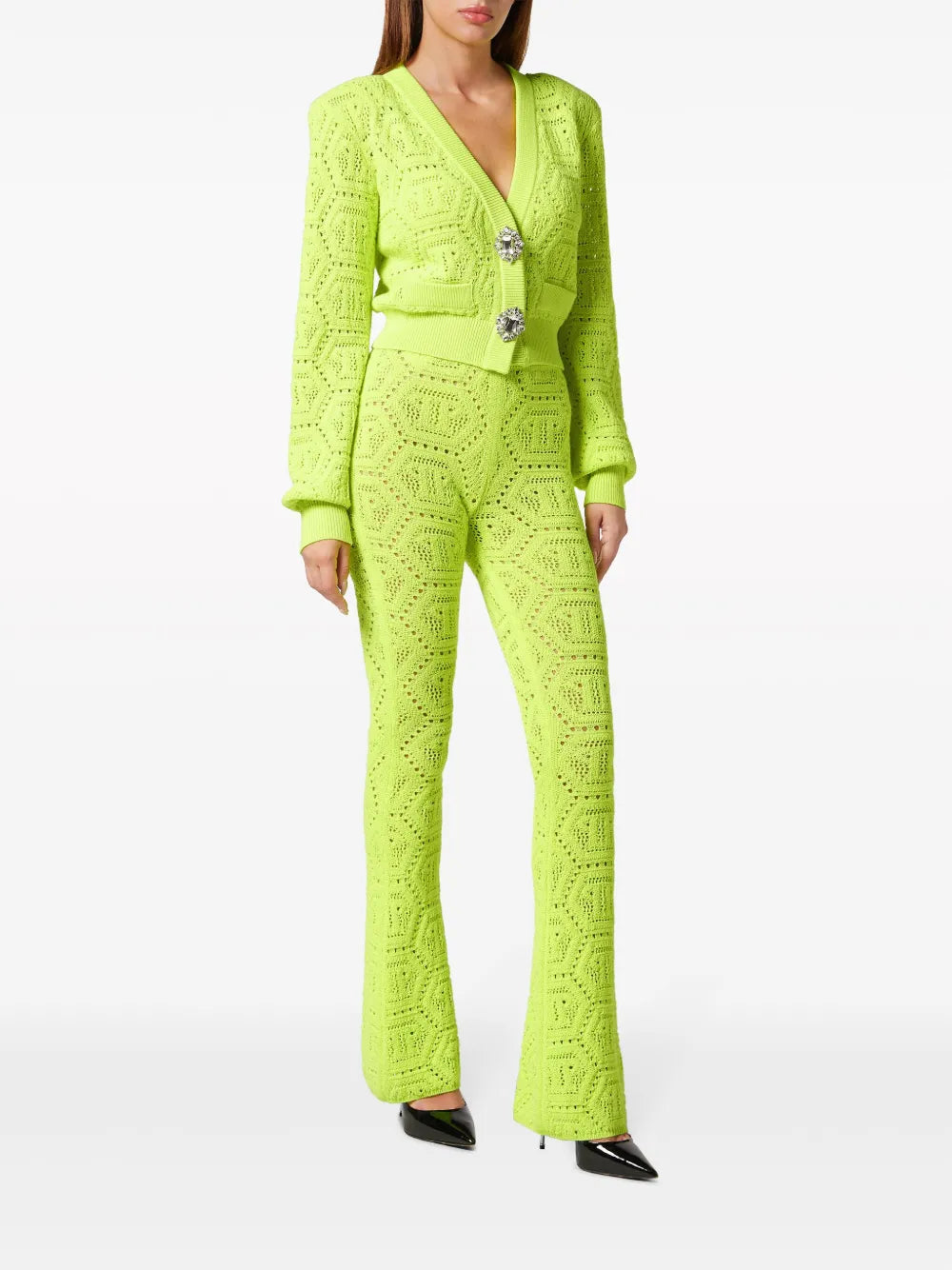 Monogram-Intarsia Cropped Cardigan