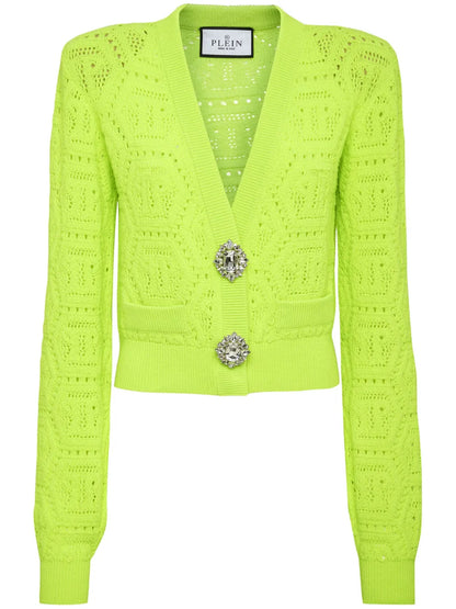 Monogram-Intarsia Cropped Cardigan