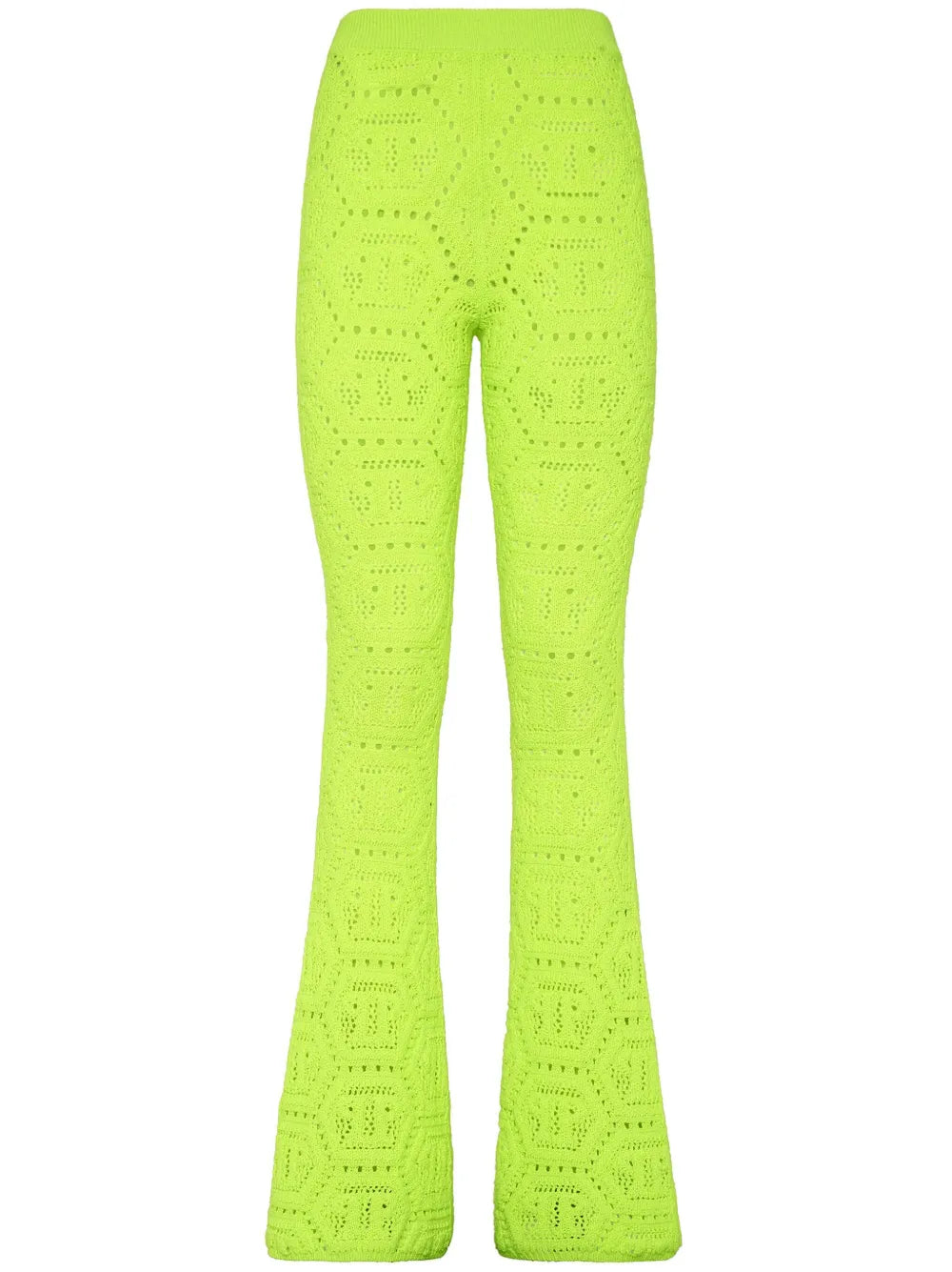 Patterned-Knit Flared Trousers