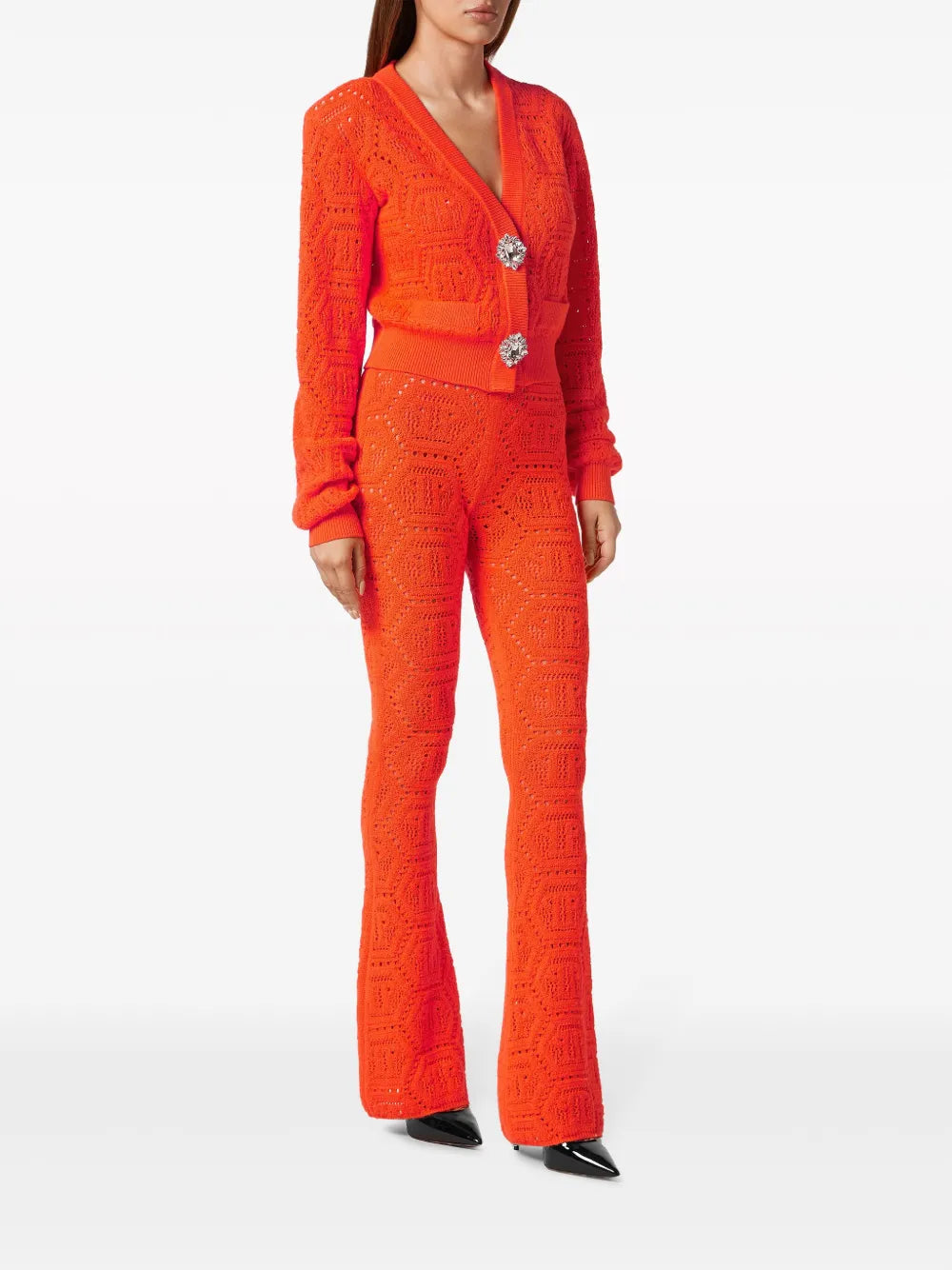 Monogram-Intarsia Bootcut Trousers