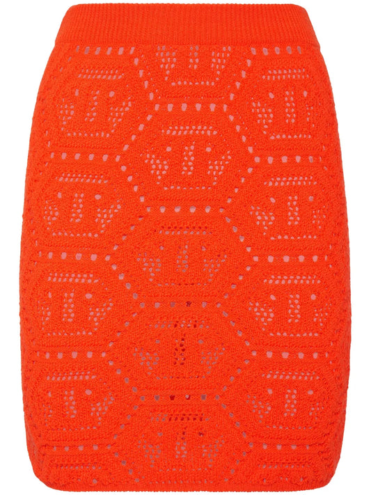Monogram-Knit Mini Skirt