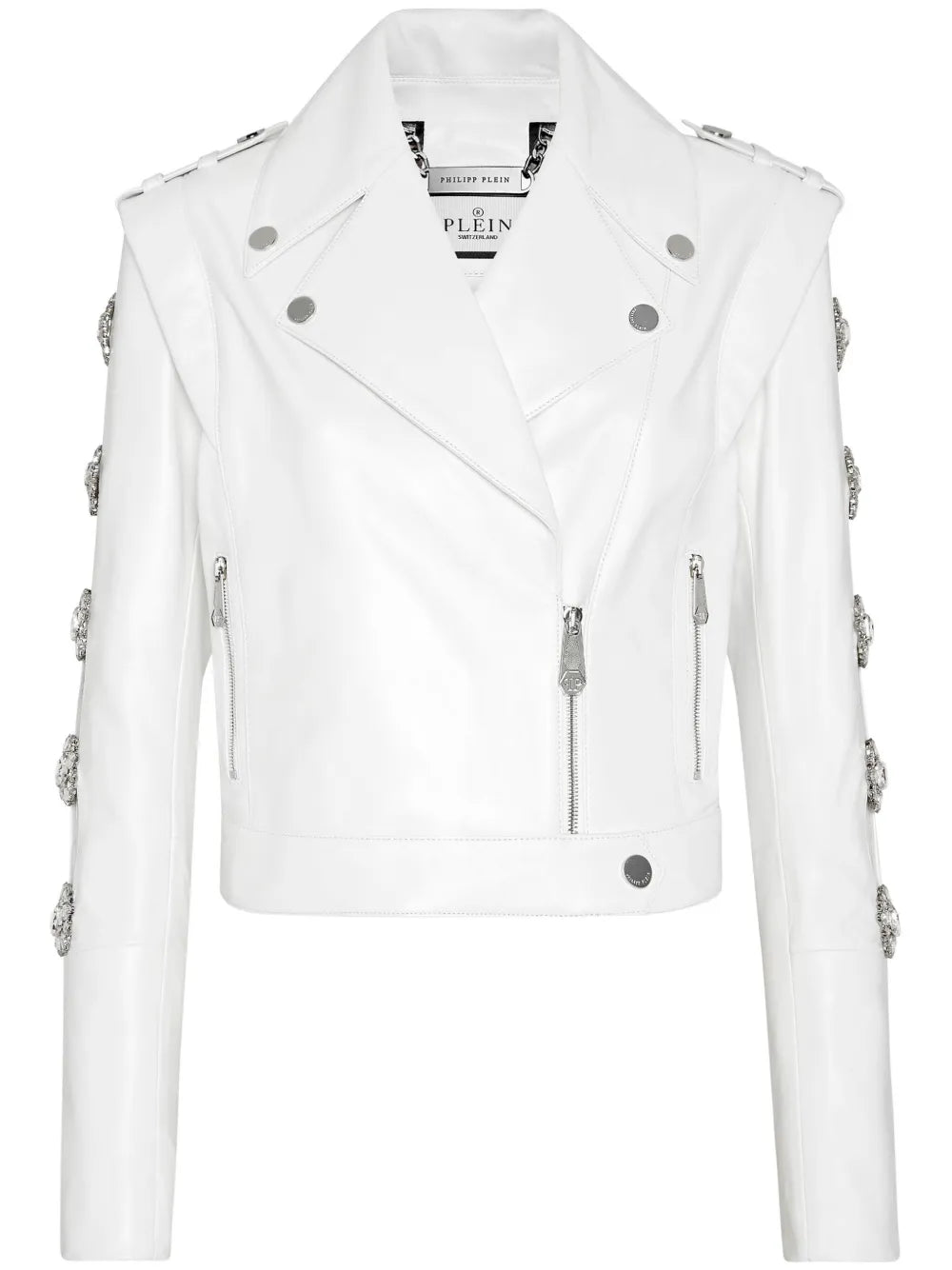 Crystal-Embellished Biker Jacket
