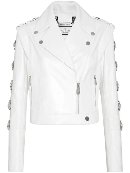 Crystal-Embellished Biker Jacket