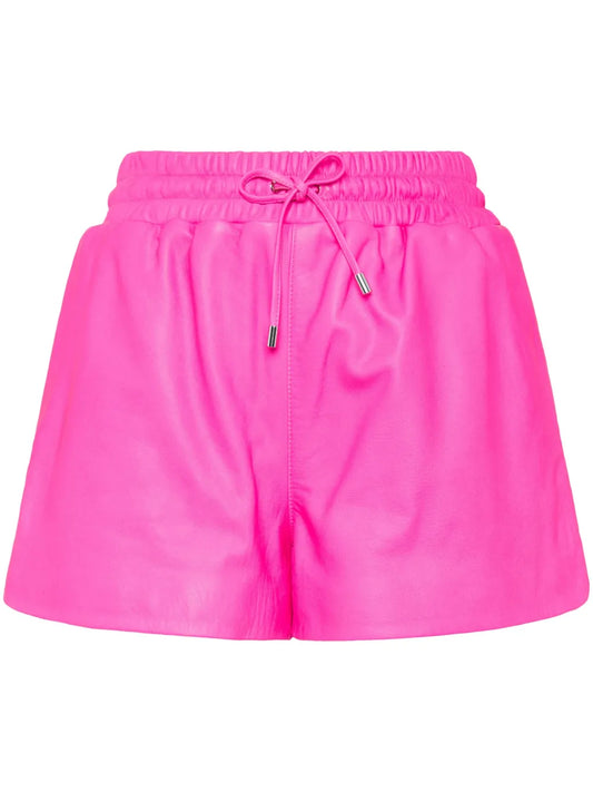 Logo-Plaque Leather Shorts