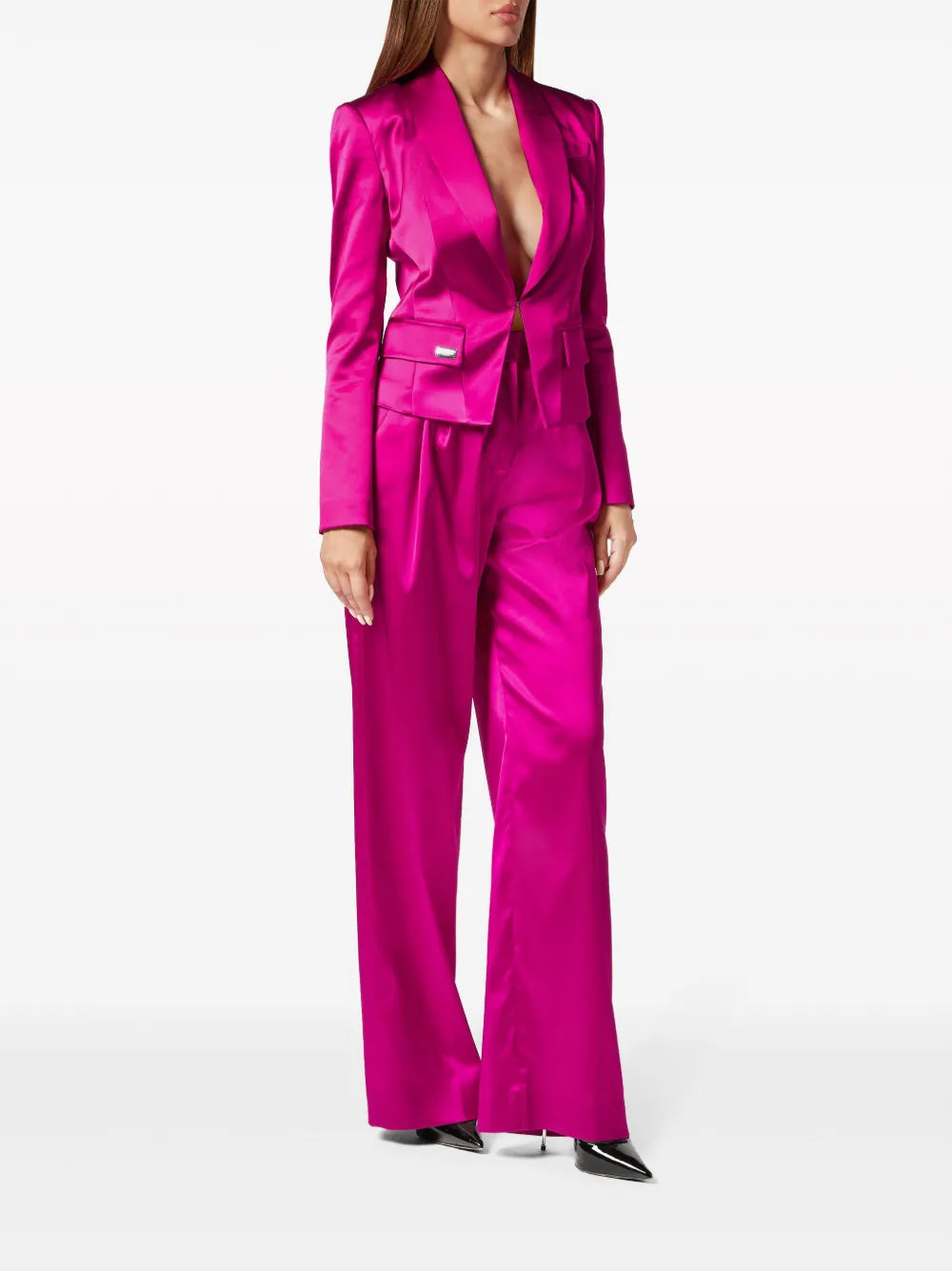 Sartorial Single-Breasted Satin Blazer