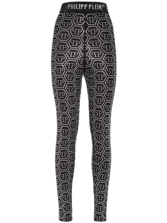 Monogram-Embellished High-Waist Leggings