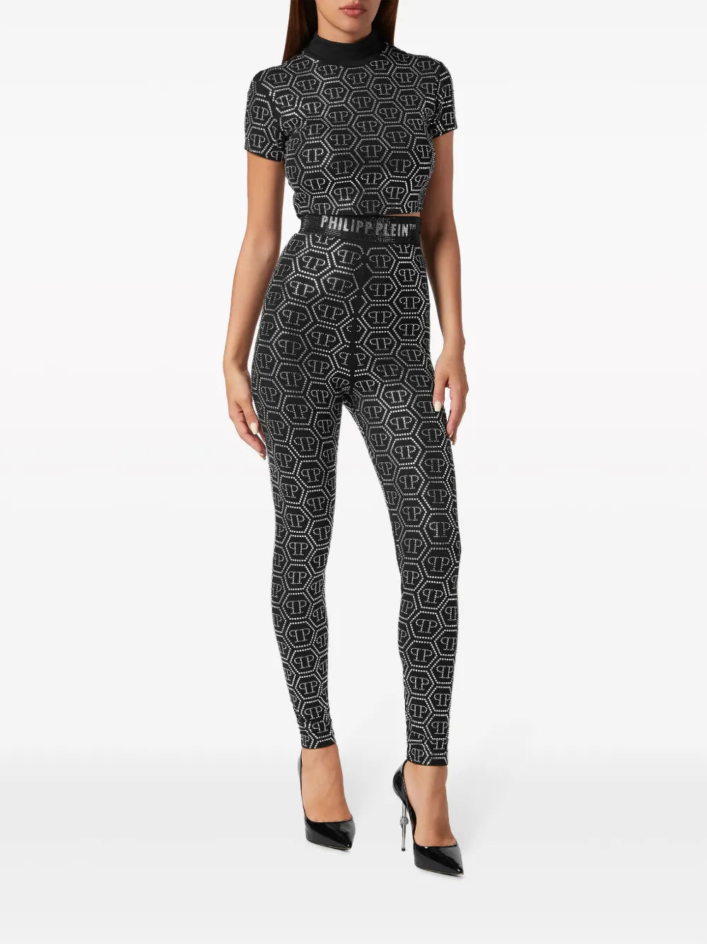 Monogram-Embellished High-Waist Leggings