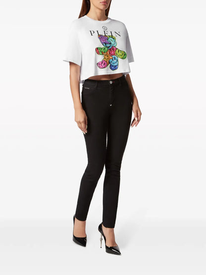 Graphic-Print Cotton Cropped T-Shirt