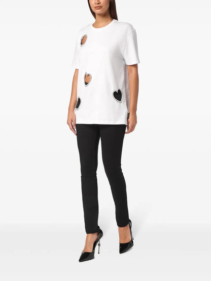 Heart-Motif Cut-Out T-Shirt