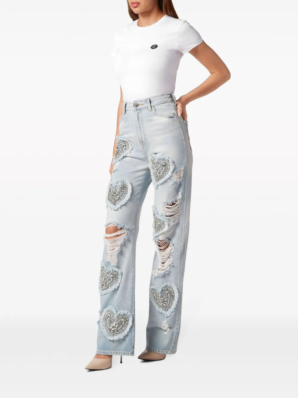 Heart High-Rise Wide-Leg Jeans