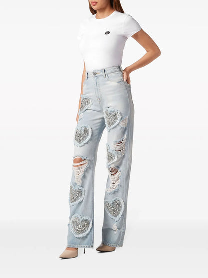 Heart High-Rise Wide-Leg Jeans