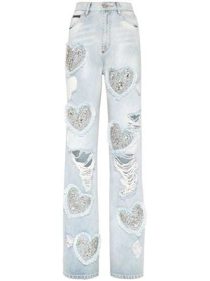 Heart High-Rise Wide-Leg Jeans