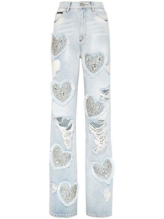 Heart High-Rise Wide-Leg Jeans