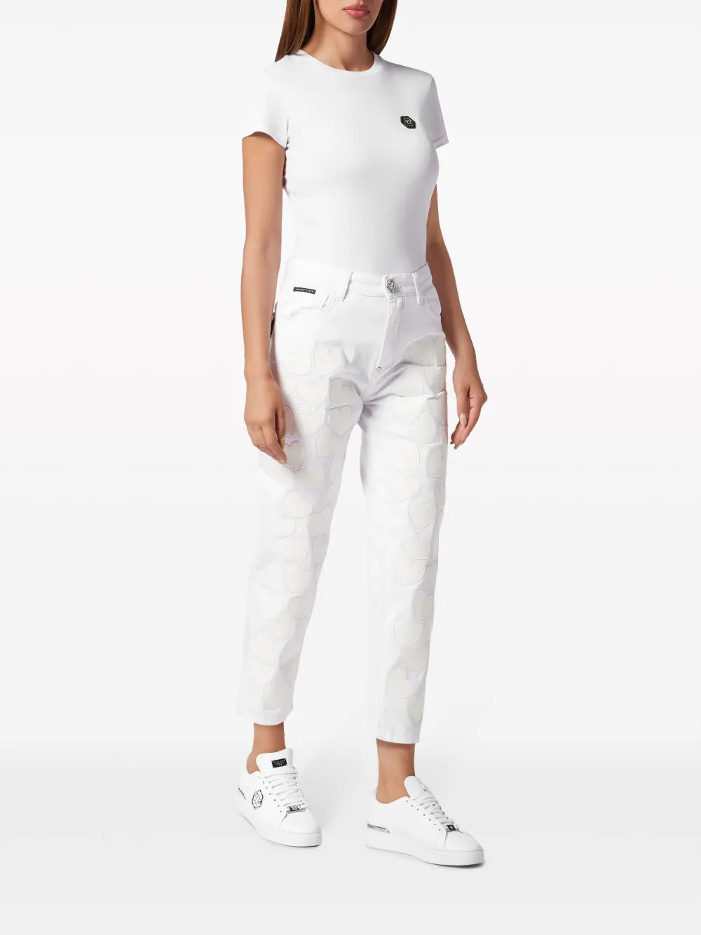 Heart-Patches Cropped Jeans