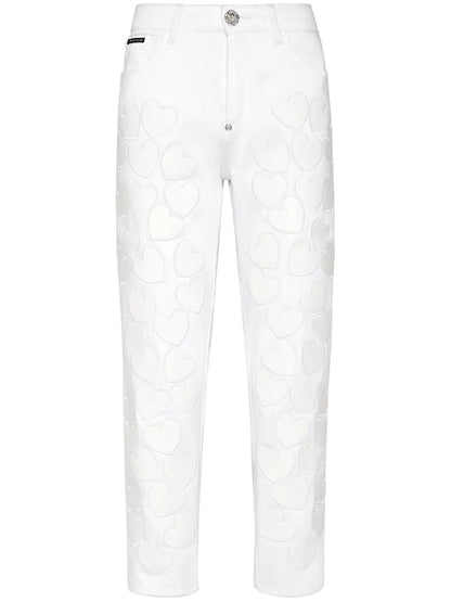 Heart-Patches Cropped Jeans
