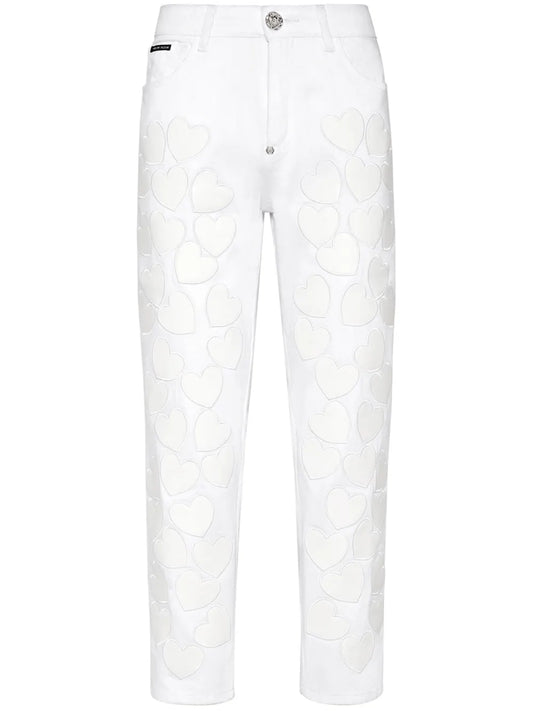 Heart-Patches Cropped Jeans
