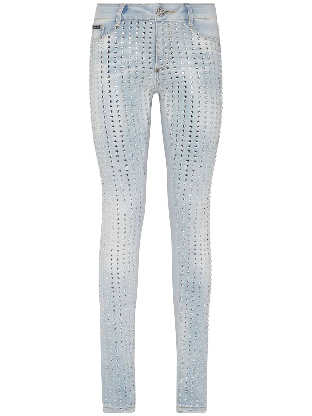 Crystal-Embellished Pinstripe Jeans