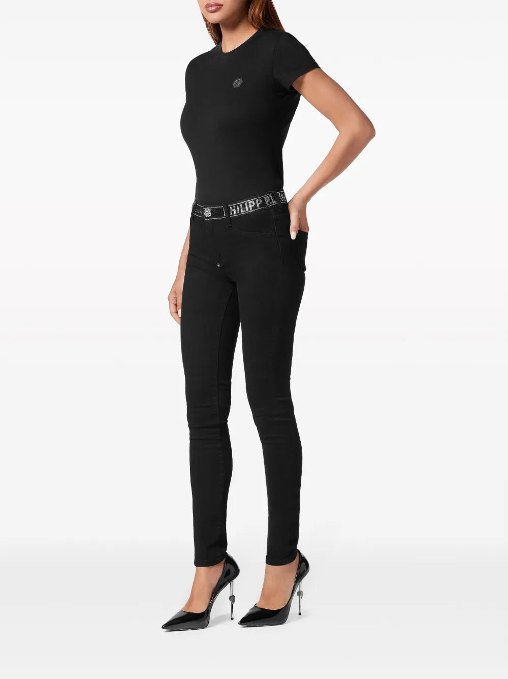 Strass Stretch-Denim Leggings