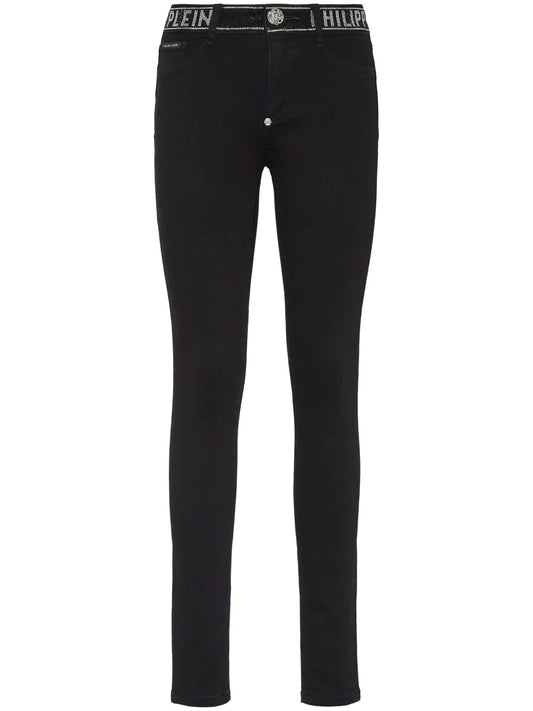 Strass Stretch-Denim Leggings