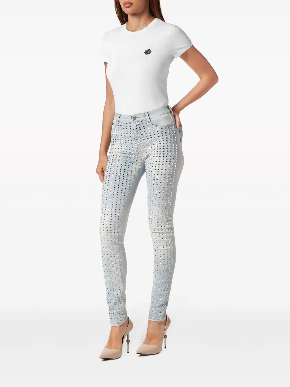 Crystal Pinstripe High-Rise Jeggings