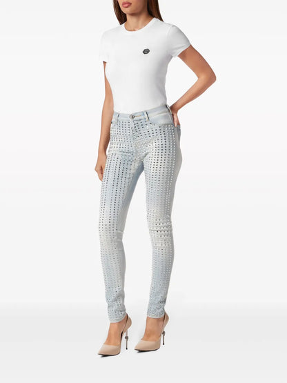 Crystal Pinstripe High-Rise Jeggings