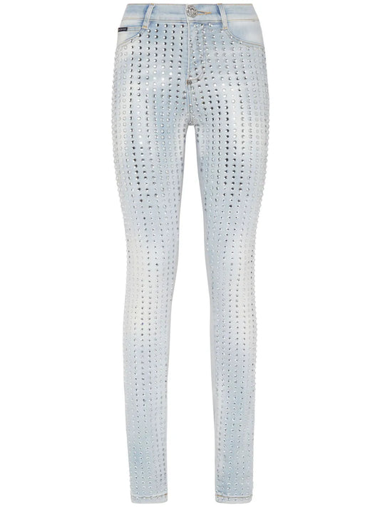 Crystal Pinstripe High-Rise Jeggings