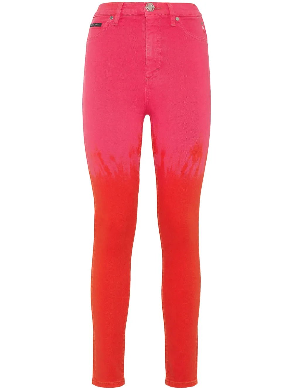 Paint-Splatter High-Waist Jeans