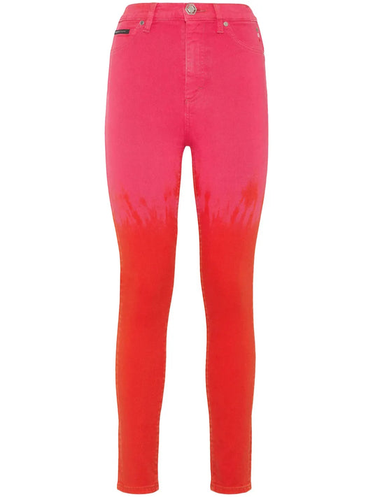 Paint-Splatter High-Waist Jeans