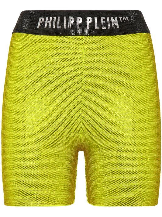 Logo-Print Metallic-Threading Shorts