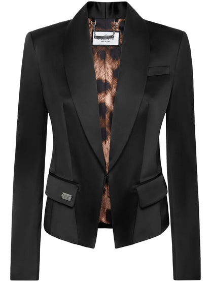 Satin-Finish Single-Breasted Blazer