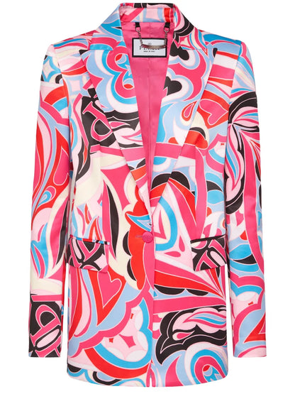 Graphic-Print Single-Breasted Blazer