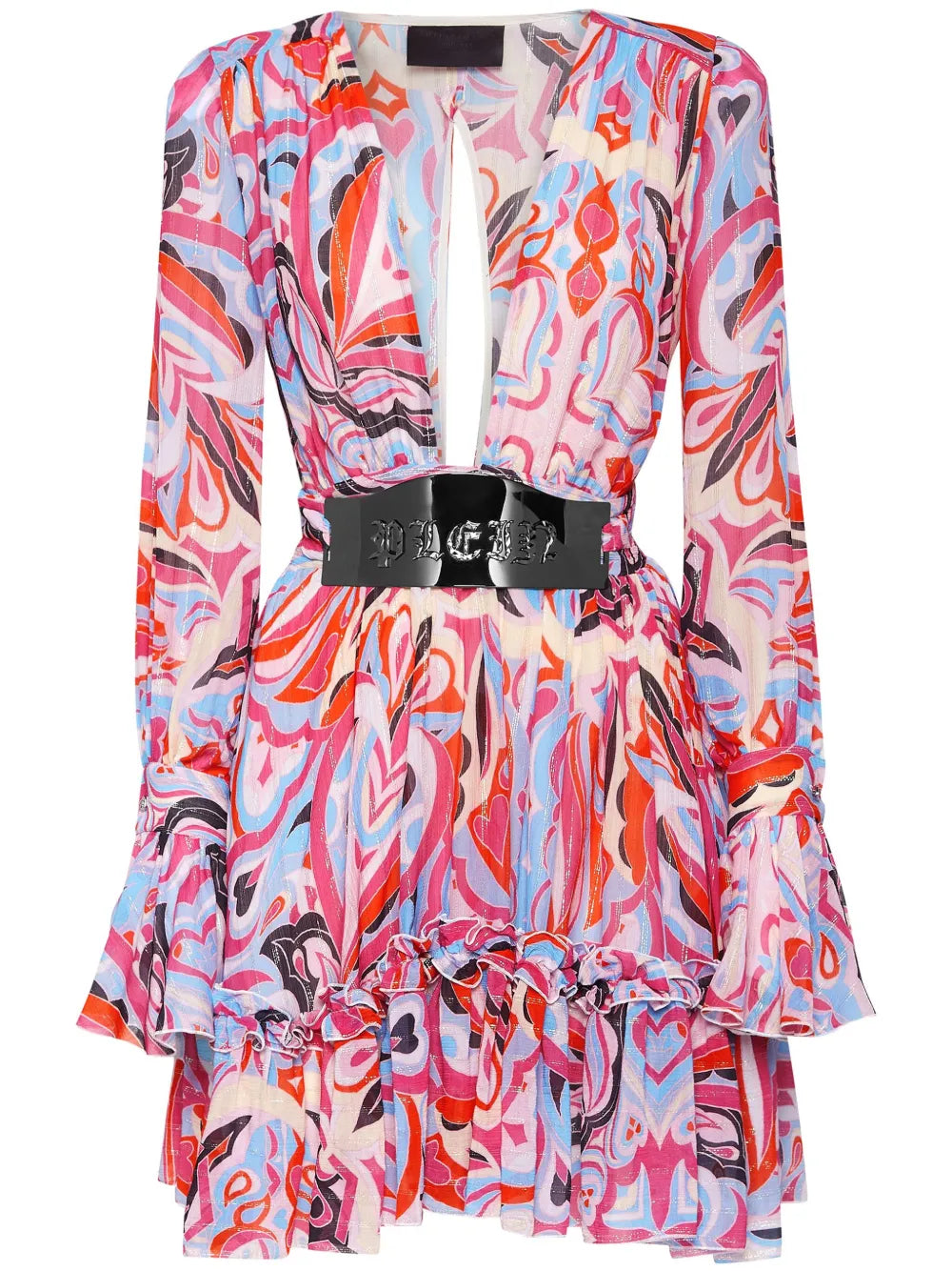 Abstract-Print Flared Minidress