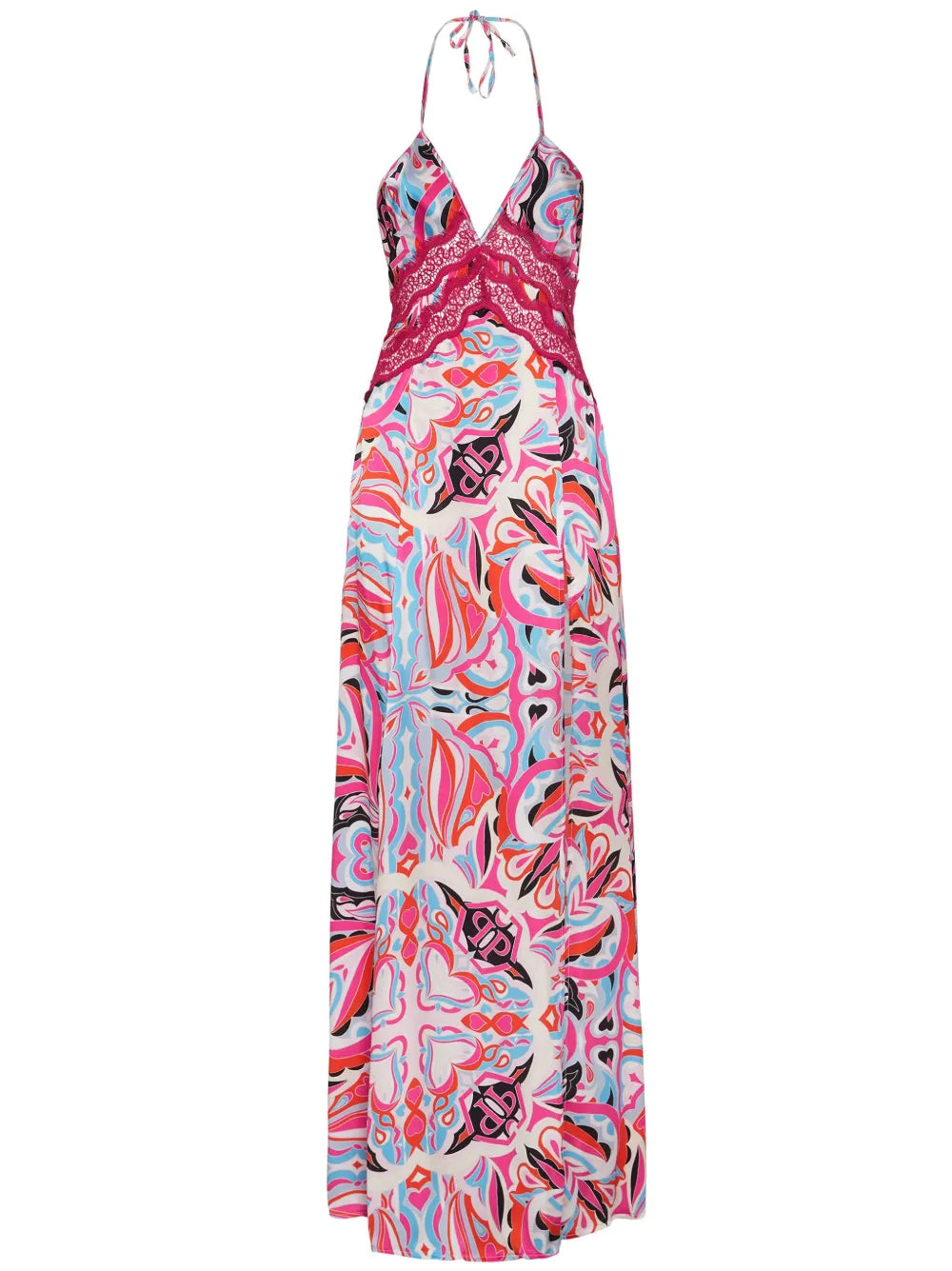 Abstract-Print V-Neck Maxi Dress