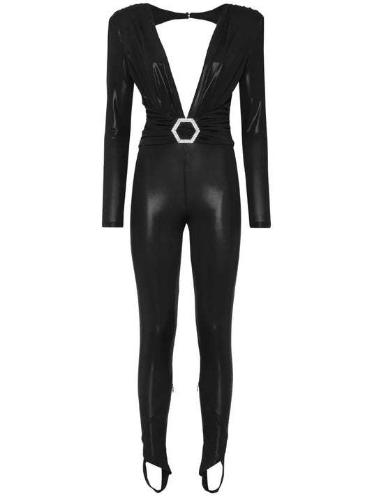 Shoulder-Pads Lamé Jumpsuit