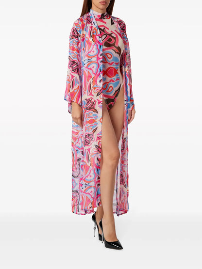 Kaleidoscopic-Print Silk Kaftan