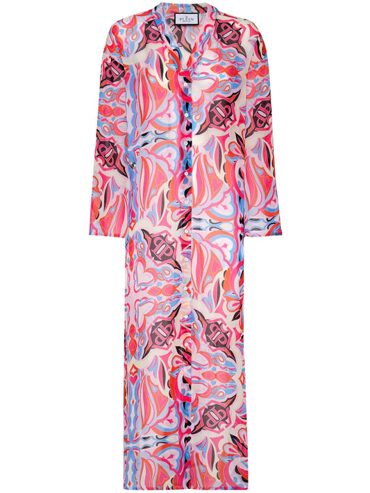 Kaleidoscopic-Print Silk Kaftan