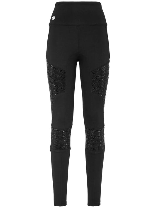 High-Waisted Crystal-Embellished Leggings