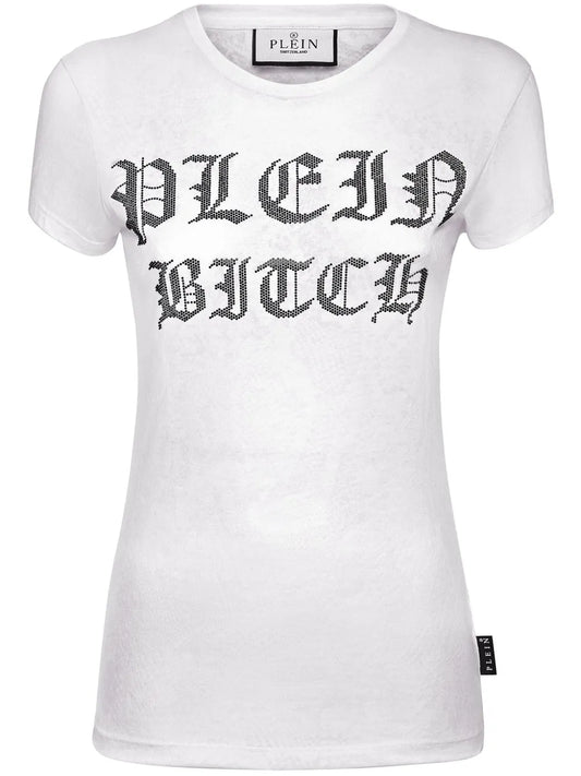 Sexy Pure Gothic Plein Crystals-Embellishment Burn Out T-Shirt