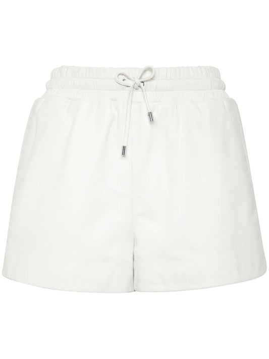 Logo-Plaque Leather Shorts