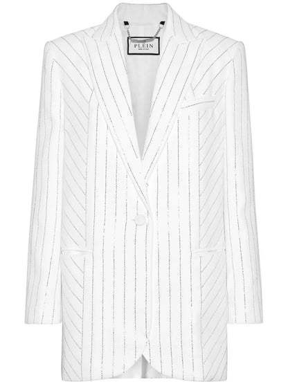 Crystal-Pinstripe Cady Blazer