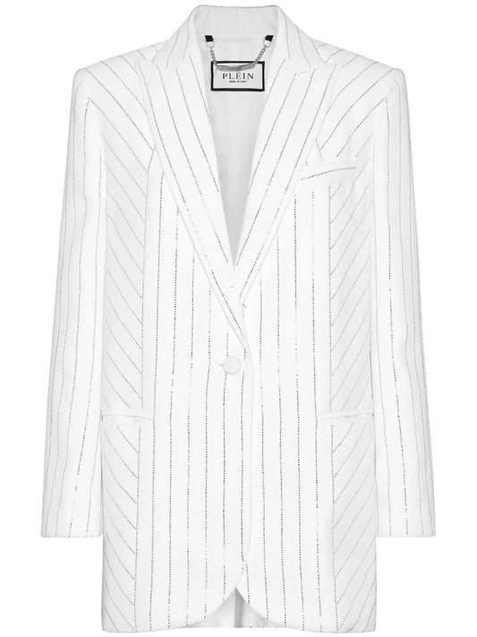 Crystal-Pinstripe Cady Blazer