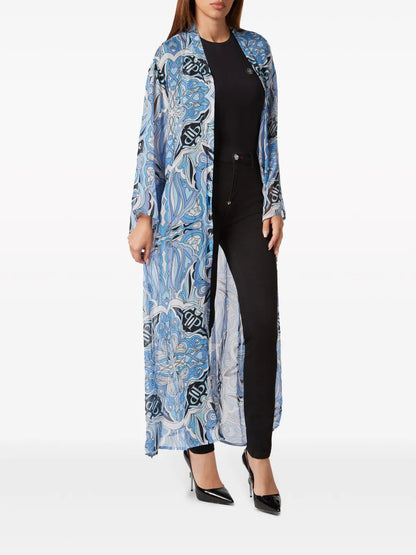 Graphic-Print Silk Kaftan Dress