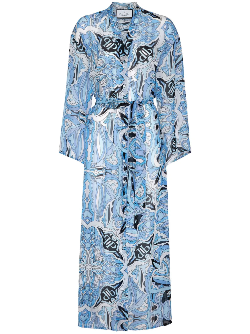 Graphic-Print Silk Kaftan Dress