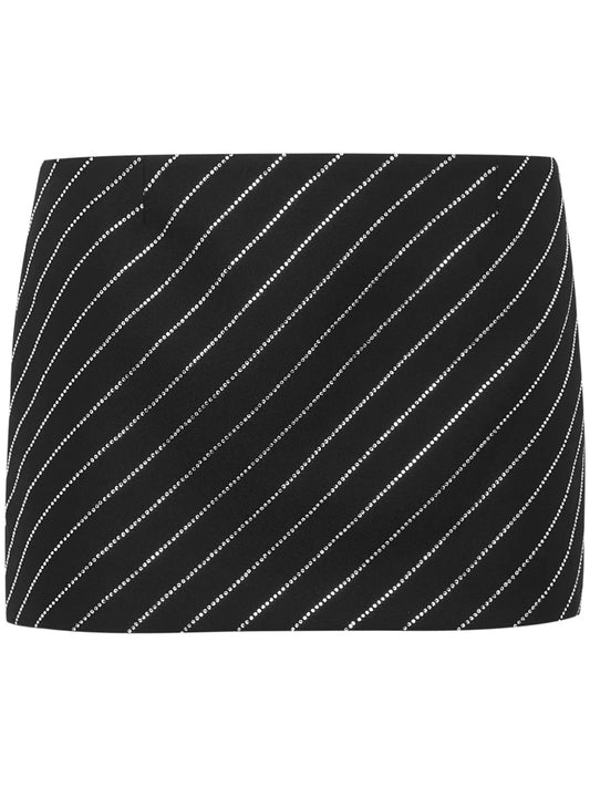 Crystal-Embellished Pinstriped Mini Skirt