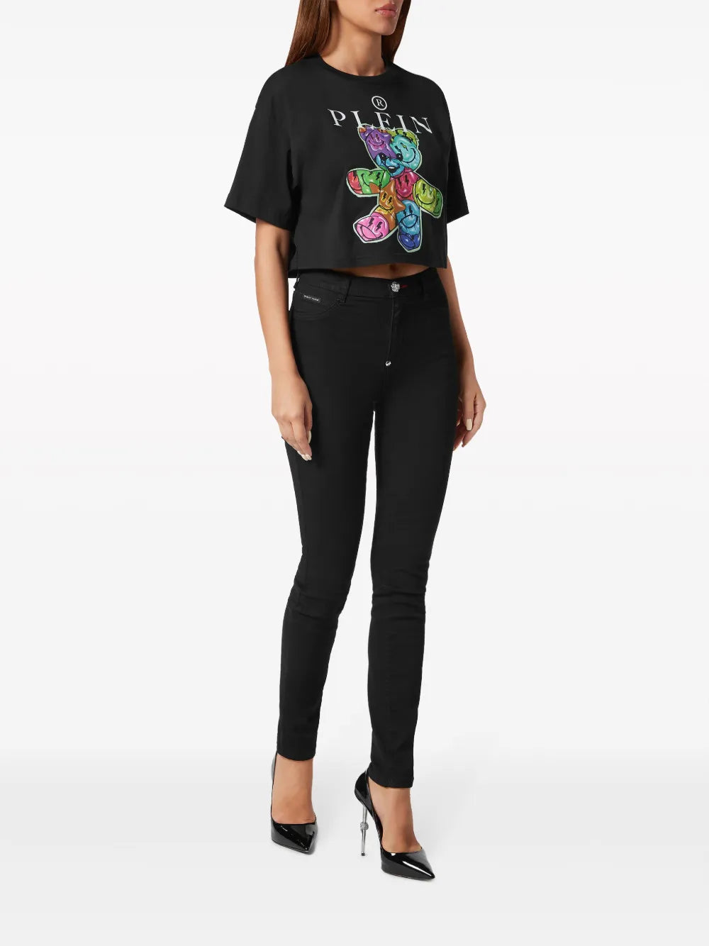 Smile Cropped Round Neck T-Shirt