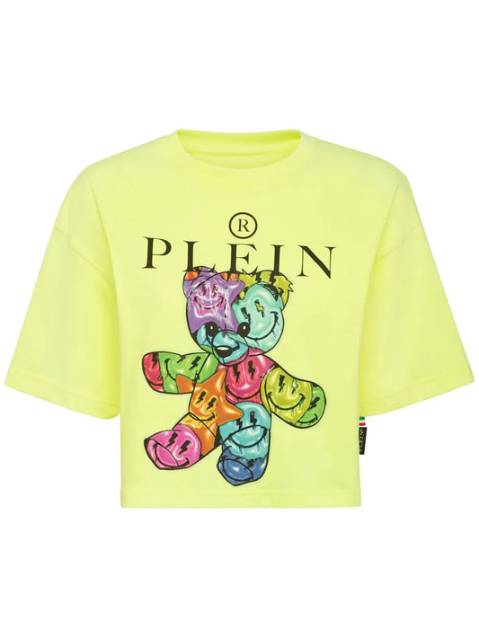 Smile Cropped Round Neck T-Shirt