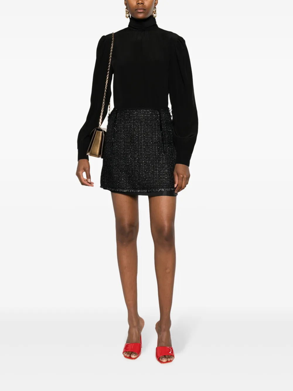 Metallic Tweed A-Line Miniskirt